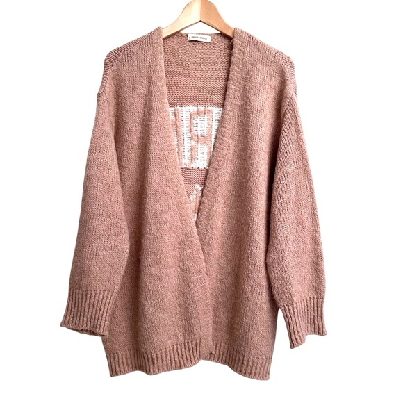 Dolce Stella Wool Blend ‘Karma’ Pink White Women’s Cardigan Sweater Size Medium - Picture 2 of 5